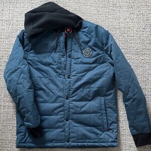 686 Men's Teal Quilted Puffer Jacket with Black Hood